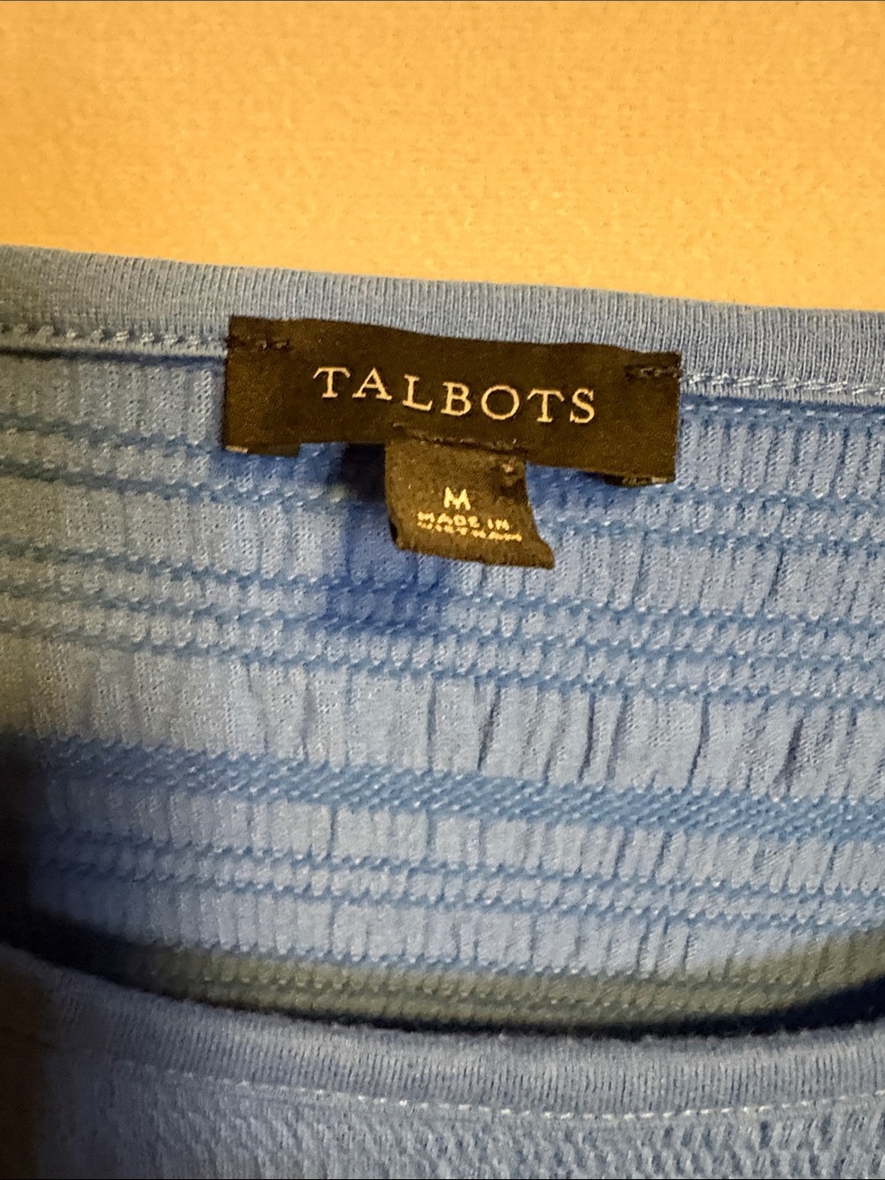 Talbots Periwinkle Blue Textured Puff-Sleeve Top - Picture 2 of 6